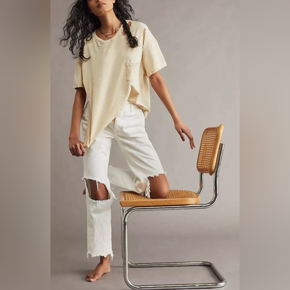 Free People White Cropped Jeans